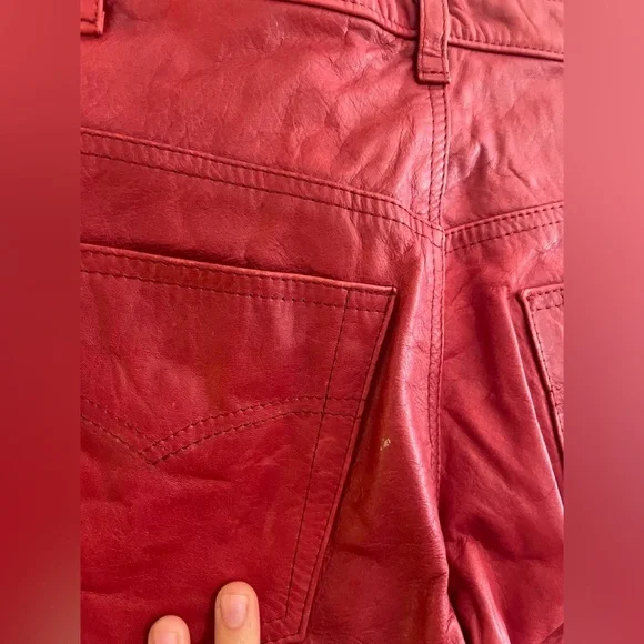 Levi’s Red Tab Red Leather Pants Skinny Fit and High Waisted - Picture 6 of 7